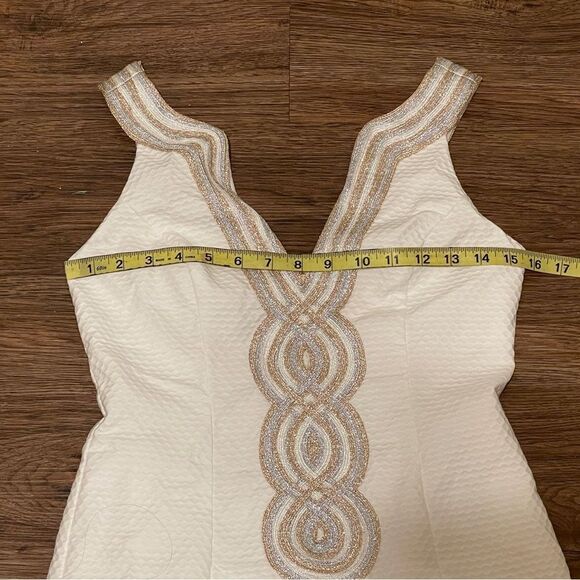Lilly Pulitzer Valli Shift Dress Ivory Silver and Gold Size 0 - Picture 15 of 16
